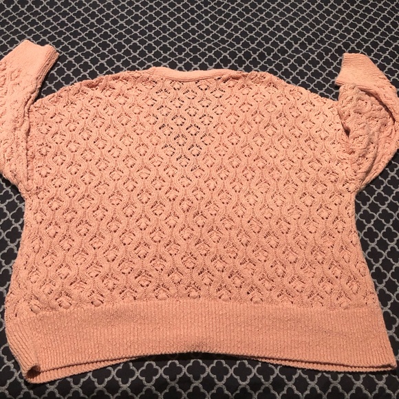 Zara Womens Open Knit Button Cardigan Sz Medium 100% Cotton Coral Pink L1 - Picture 6 of 8